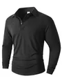 Klassisches schwarzes Herren-Langarm-Poloshirt aus atmungsaktivem Polyestergewebe - Schwarz / S
