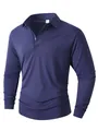 Klassisches dunkelblaues Langarm-Poloshirt für Herren mit modischem Reversdesign - Marineblau / S