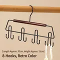 Multifunctional 8-hook iron storage hanger in retro brown for ties, belts, and camisoles - 8-Hook Style - Vintage Color