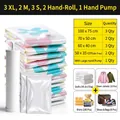 Vakuum-Aufbewahrungsbeutel-Set mit Handpumpe für Kleidung und Bettwäsche-Organisation - Stil A / 11 Teiliges Set (Mit Manueller Pumpe) / Blumenprint