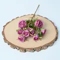 Vintage 8-head artificial silk rose branch in mauve pink for elegant home table decor - Deep purple