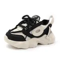 Chunky black and white sneakers for girls, children's athletic running shoes for autumn - Size 27: 17.2cm / Black