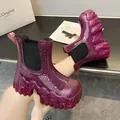 Unieke paarse glitter platform chelsea boots met een sprankelende sterrenafwerking - 36 / Roze