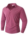 Polo casual a maniche lunghe da uomo bordeaux mélange con un colletto a bottoni - Rosso rosa