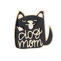 Cute cartoon black dog mom enamel pin badge with gold plating and pink heart accents - Dog Mom Style (C1467-1) / Black (C1467-1)