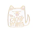 Cute cartoon animal enamel pin with 'dog mom' gold lettering for pet lovers - Dog Mom Style (C1467-2) / White (C1467-2)