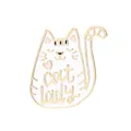 Cute white cat lady enamel pin with gold plating and pink heart detail - Cat Lady Style (C1468-2) / White (C1468-2)