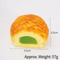 Realistic PU slow-rebound bread squishy toy with green filling, 9.5cm length - Matcha Bread