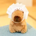 Süßes Wasserschwein-Plüschtier mit weißem Rüschenhut und Smiley-Gesicht, weiches Spielzeug - ca. 12 cm / Wasserschwein-Dumpling-Hut