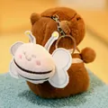 Portachiavi in peluche Capybara carino con un piccolo ciondolo a zainetto ape decorativo - Capibara con ape grassa sulla schiena - Rosa