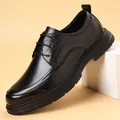 Chaussures de ville en cuir noir pour hommes avec détails brogués rétro et style oxford - 38 / Noir Quatre Saisons