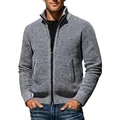 Detalle de chaqueta de punto gris para hombre con cuello alto y cremallera metálica - M / Tops / Gris claro