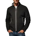 Vista detallada de chaqueta de punto negra para hombre con cuello alto y cremallera central - M / Tops / Negro
