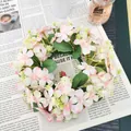 Artificial pink and white wild flower wreath centerpiece for home and wedding decor - Light Pink