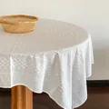 Λευκό γαλλικό κεντητό δαντελένιο τραπεζομάντιλο για στρογγυλά τραπέζια, βαμβακερό σχέδιο. - 100*130cm / Λευκό (Ρολό Άκρη)
