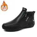 Botas Martin cálidas de cuero negro con forro de felpa gruesa y cremallera lateral - 35 / Estilo Cálido de Felpa (978) / Negro