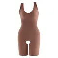 Seamless brown bodysuit shapewear for tummy control and butt lifting with open crotch design - XS/S / Set / Dusty Pink