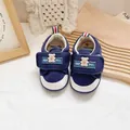 Dunkelblaue Cartoon-Babyschuhe mit weicher Sohle und Bären-Klettverschluss - Größe 15.0 / Dunkelblau