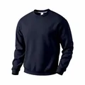 High-quality detailed view of a navy blue heavy fleece crewneck sweatshirt for men - S / Tops / Navy Blue
