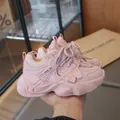 Fashionable pink chunky sneakers for girls spring sports and stylish daily wear - 34 / Pink