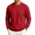 Detail view showing the high-quality red fabric texture of a men's fleece-lined sweatshirt - S / Tops / Red