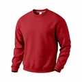 Classic men's red crewneck sweatshirt featuring ribbed cuffs and a hem detail. - S / Tops / Red