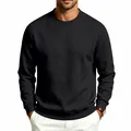 Klassisches schwarzes Herren-Sweatshirt mit Rundhalsausschnitt und schwerem Fleecefutter - S / Schwarz