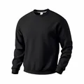 Detailed view of a black heavyweight fleece crewneck sweatshirt with relaxed fit - S / Tops / Black