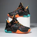 Baskets montantes pour garçons avec motif camouflage et accents orange vif élégants - 38 / Chaussures de Basket (8088) / Noir Orange Floral