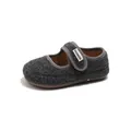 Girls' vintage grey felt Mary Jane shoes featuring a soft sole and 'Fashion' strap tag - Size 21 Inner Length 13.5CM / Gray