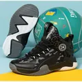 Chaussures de basketball montantes pour garçons avec mesh respirant et semelle antidérapante - Noir et Blanc
