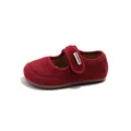 Vintage red felt Mary Jane shoes for girls with soft rubber sole and strap. - Size 21 Inner Length 13.5CM / Burgundy