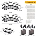 Black bathroom corner shelf set with dimensions and adhesive pads. - Triangle Racks And Utensil Holder Set