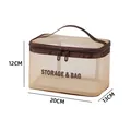 Beige mesh cosmetic storage bag with large capacity and 20x12x13cm size markings - Beige