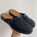 Men's casual black clogs with platform sole and adjustable buckle strap - 38 / Black