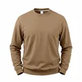 Men's loose heavy weight fleece crewneck sweatshirt in a classic solid brown color - Camel