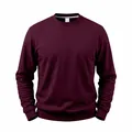 Classic men's maroon crew neck sweatshirt in heavy fleece-lined fabric - Burgundy