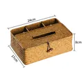 Multifunctional hand-woven straw tissue box with remote control storage, 24x17x8cm - 3 Compartments / 24x17x8cm
