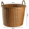 Grand panier à linge tressé en plastique marron avec poignées pour la maison, 44x33x34cm - Grand (44x33cm) / Marron