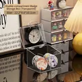 Transparent acrylic storage box with two slots for anime badges and collectible cards - Two Compartments Style / Clear