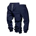 Pantaloni cargo pesanti da uomo blu navy con coulisse in vita e vestibilità ampia - Taglia S / Pantaloni e gonne / Blu navy