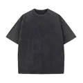 Detailed view of charcoal gray vintage acid wash texture on 240g pure cotton t-shirt - S / Tops / Black