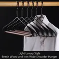 Beech wood and iron clothes hangers with wide non-marking shoulders for heavy suits and coats - Iron Wide Shoulder Seamless Style / Beech Color