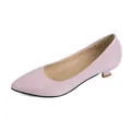 Elegantes salones de charol lavanda con punta afilada y tacón bajo para oficina mujer - Rosa