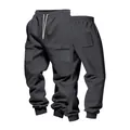 Dunkelgraue schwere Herren-Cargohose mit Kordelzug an der Taille - Dunkelgrau