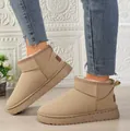 Detail shot of women's low-top beige snow boots with warm faux fur lining for winter. - 35 / Khaki Low-top