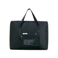 Black textured fabric travel duffel bag with large capacity storage for luggage - Thickened / Black