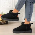 Women's black fleece-lined snow boots with warm low-top design and anti-slip sole - 35 / Black Low-cut