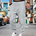 Pantaloni joggers cargo grigi da uomo con trama a nido d'ape e comoda vita elastica - Taglia S / Pantaloni e gonne / Grigio chiaro