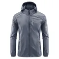 Mens hooded sun protection jacket in gray blue skin coat for summer outdoor activities - M / Tops / Dark Gray